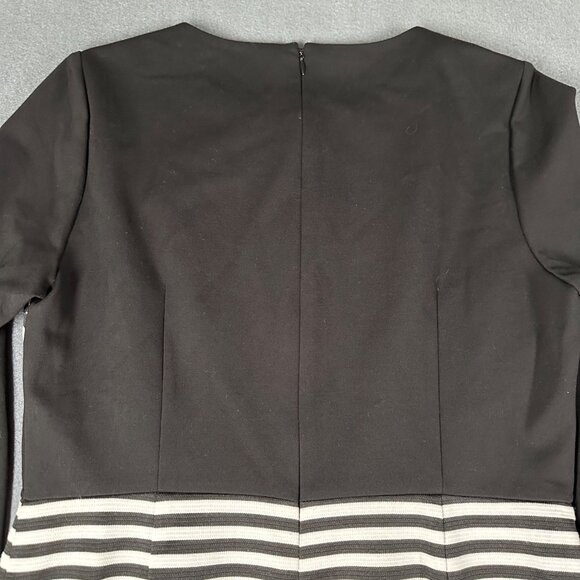 Antonio Melani 12 Black White Striped Round Neck 3/4 Sleeve Back Zip Dress - Picture 9 of 9